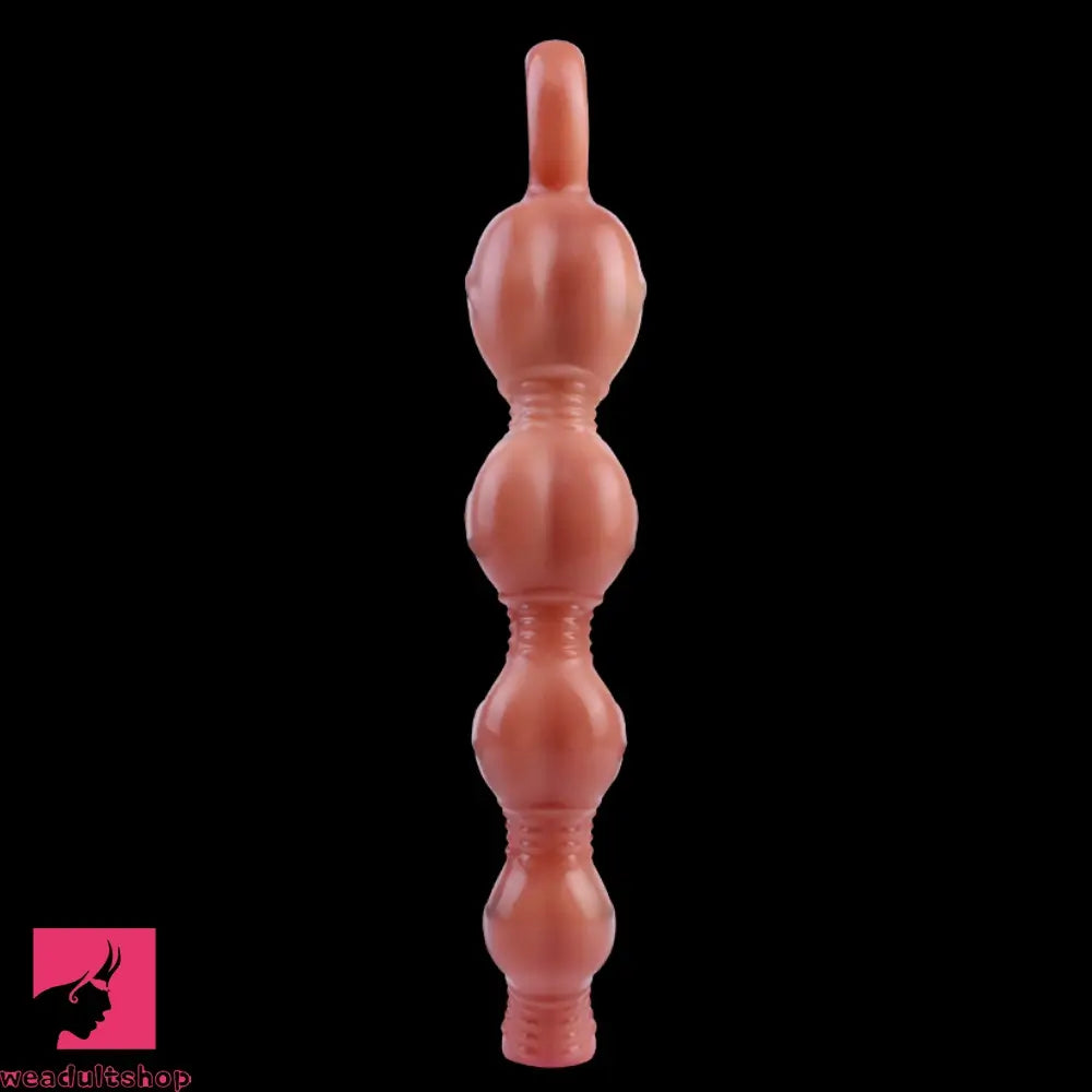 10.5in Big Vibrating Silicone Soft Pulling Beads G Spot Dildo With 3 Motors