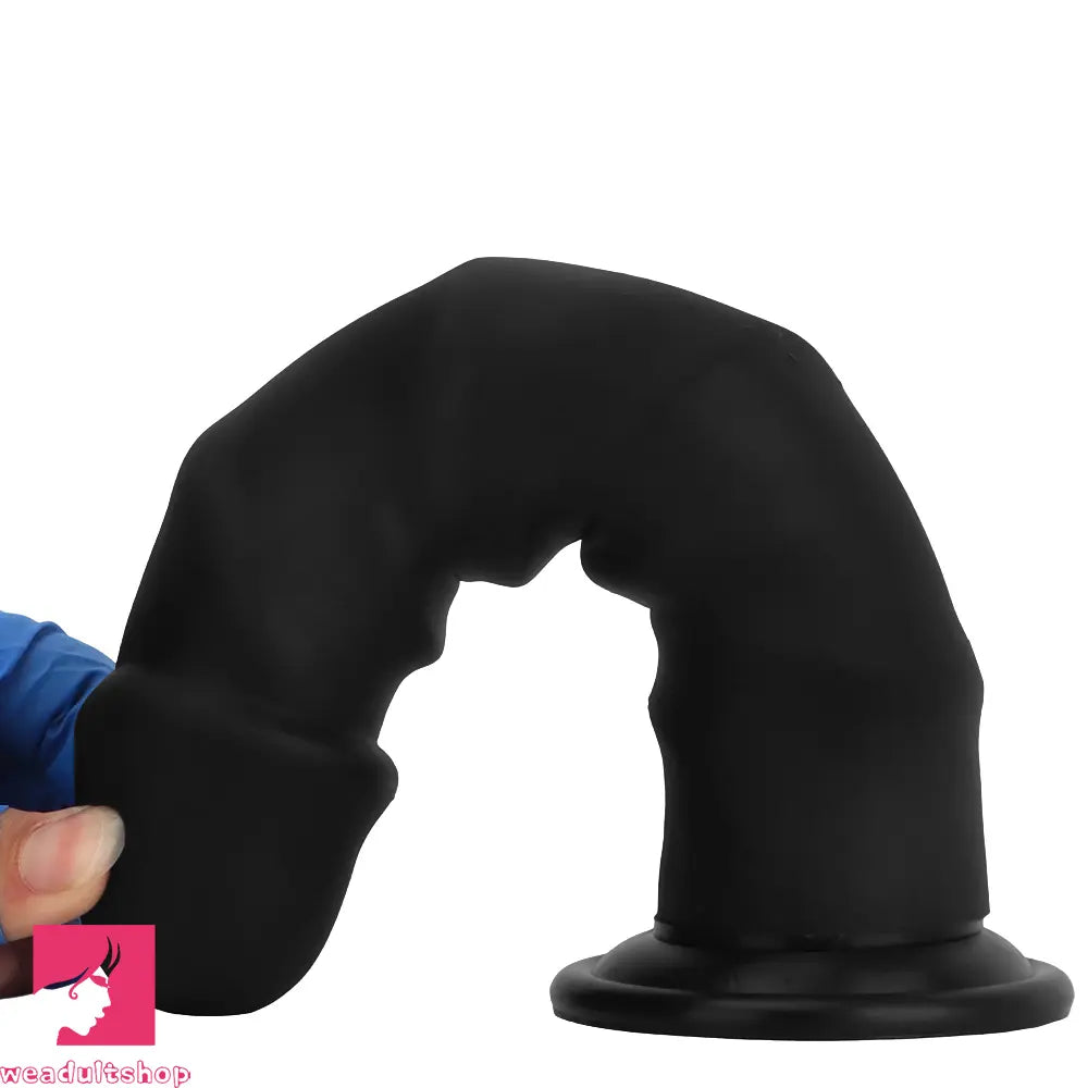 6.69in 8.46in 9.84in Black Mushroom Head Silicone Soft Dildo For Sex