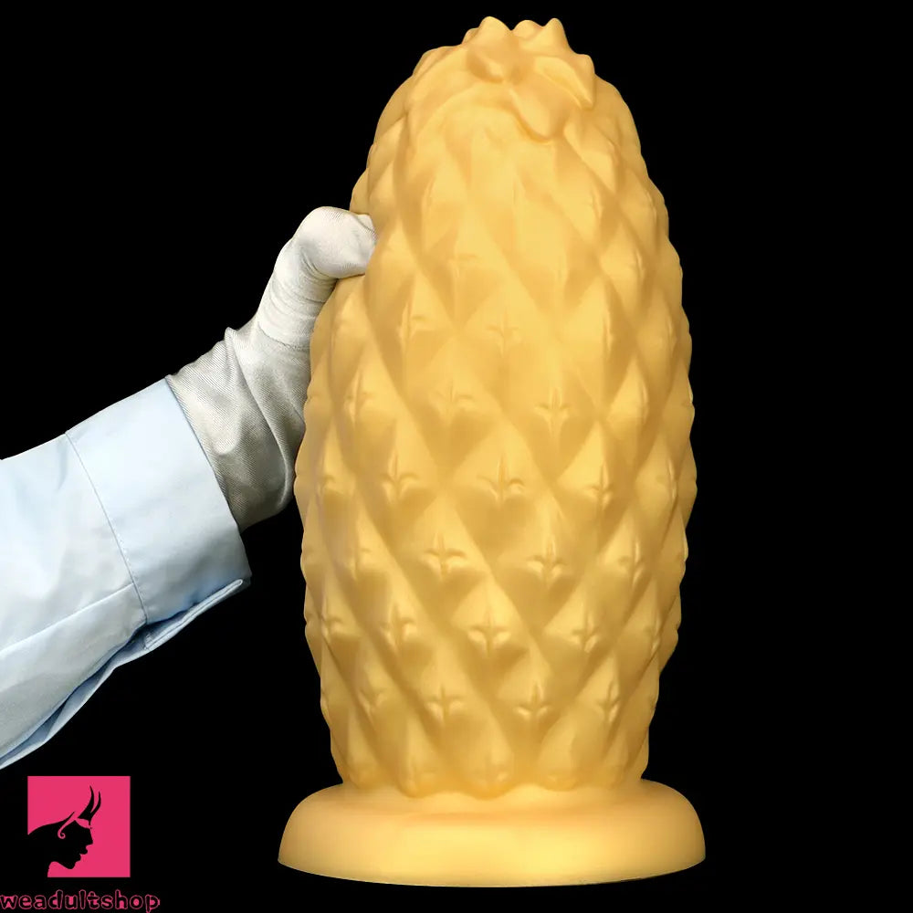 8.26in 10.03in 11.81in Gold Silicone Pineapple Giant Cock Anal Plug Dildo