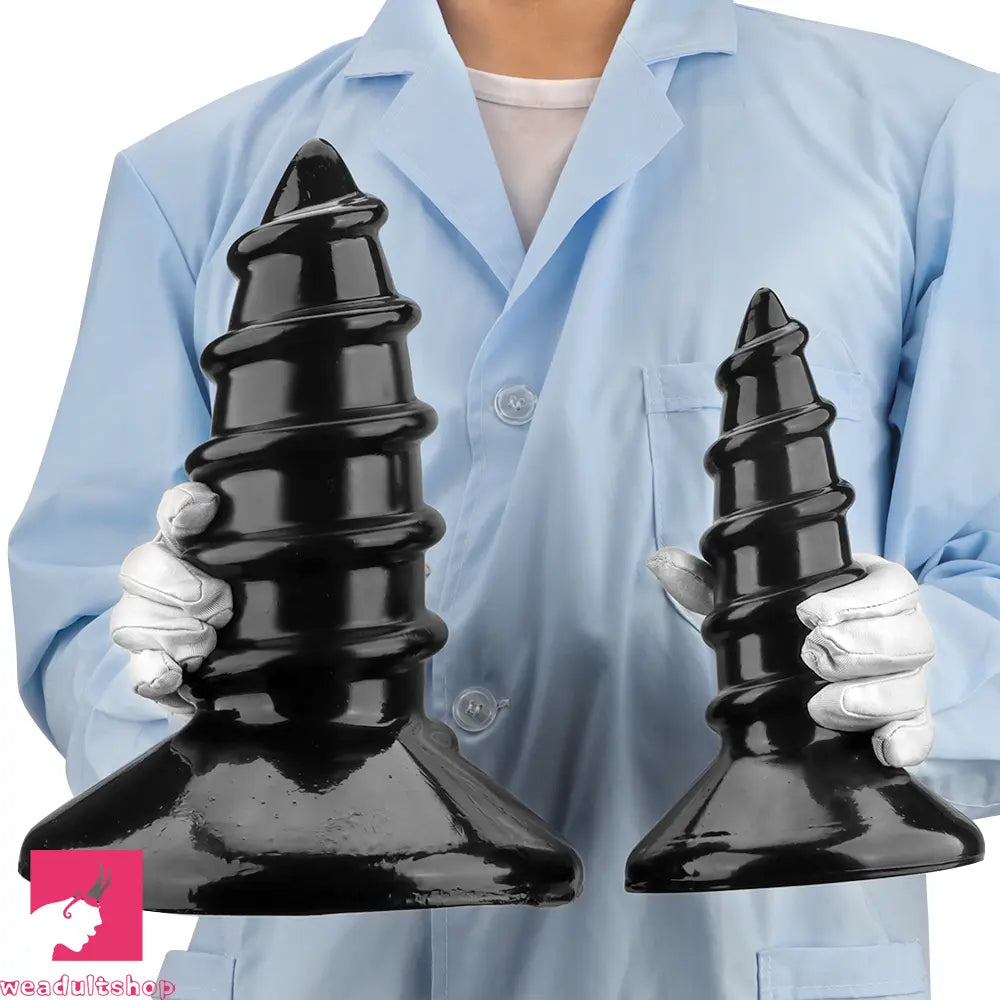 9.05in 11.22in Black Oversized Screw Giant PVC Penis Anal Plug Fat Dildo