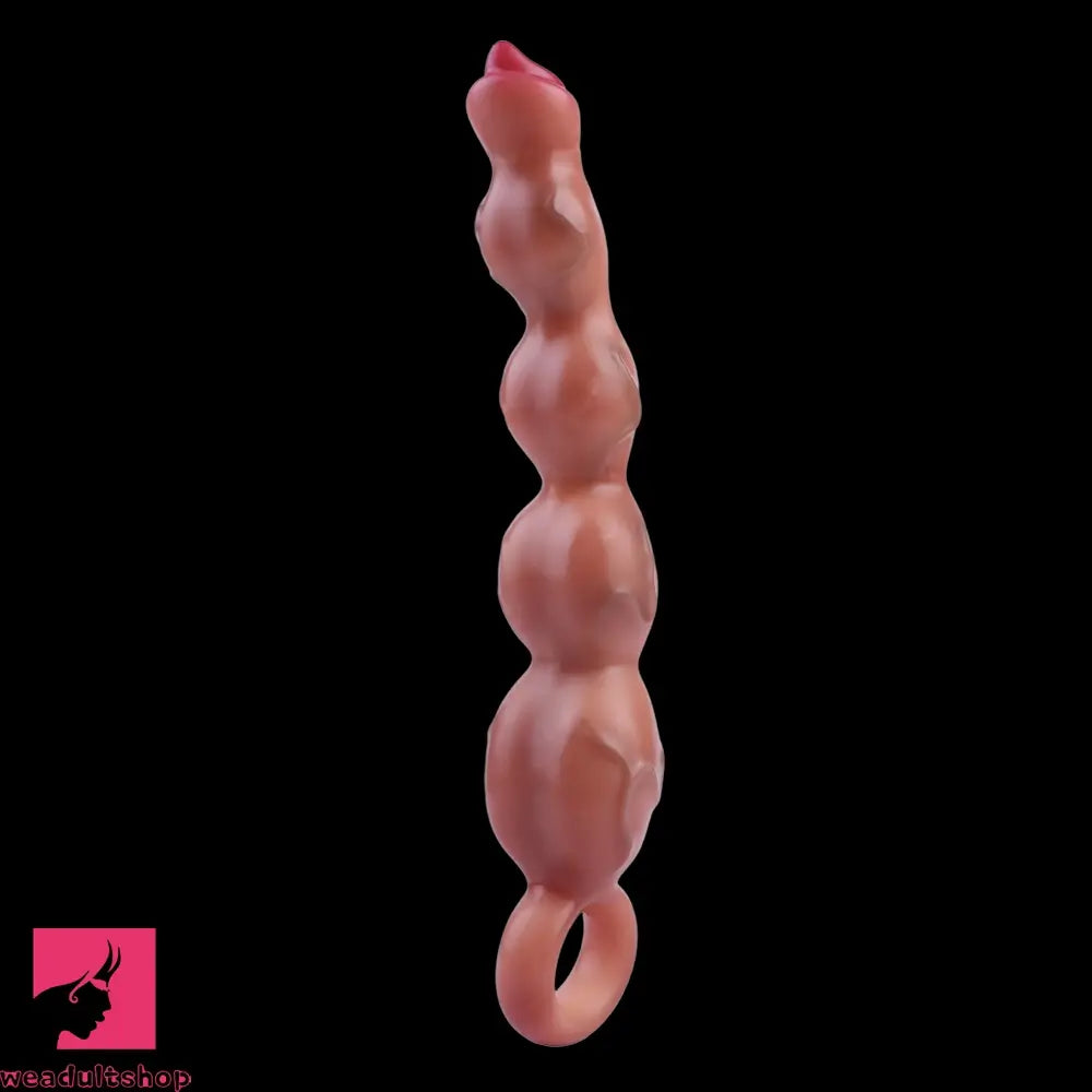 9.8in Big Vibrating Silicone Soft Pulling Beads Cock Dildo With 3 Motors