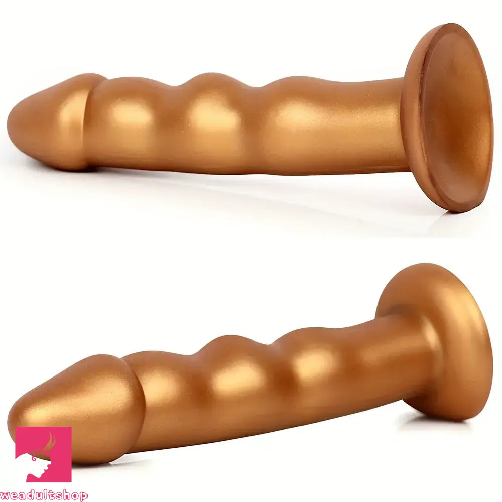 7.48in Silicone Gold Anal Plug Thick Dildo With Anchor Shape Base Cock