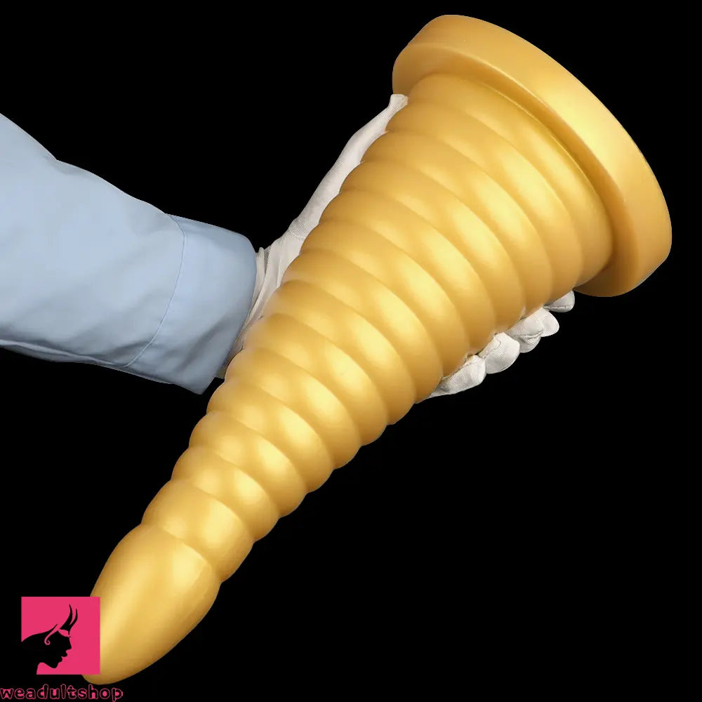 10.23in 14.56in Large Thread Gold Silicone Pagoda Thick Large Anal Dildo