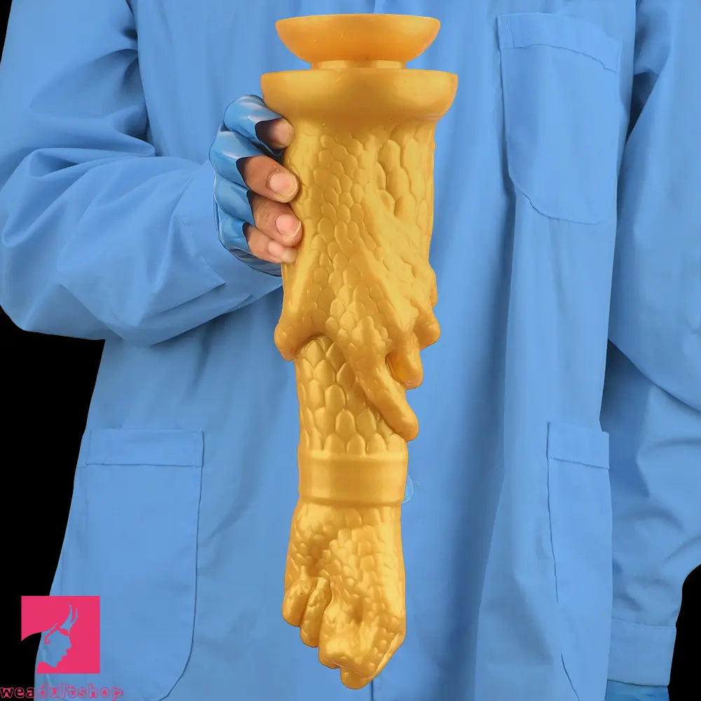 13in Golden Silicone Fist Large Prosthetic Arm Hand Dildo For Fist Hand