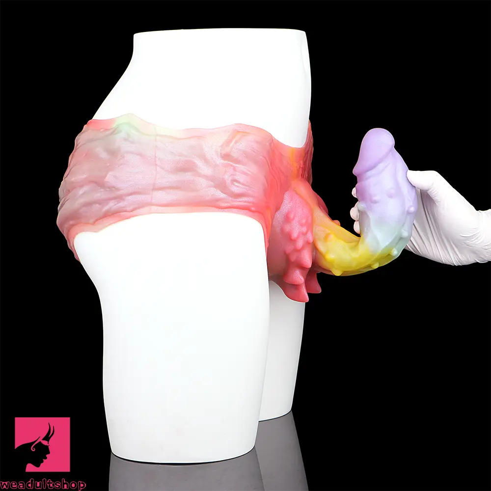 9.37in Spiked Odd Monster Strap on Dildo Silicone Soft Hollow Cock Dildo