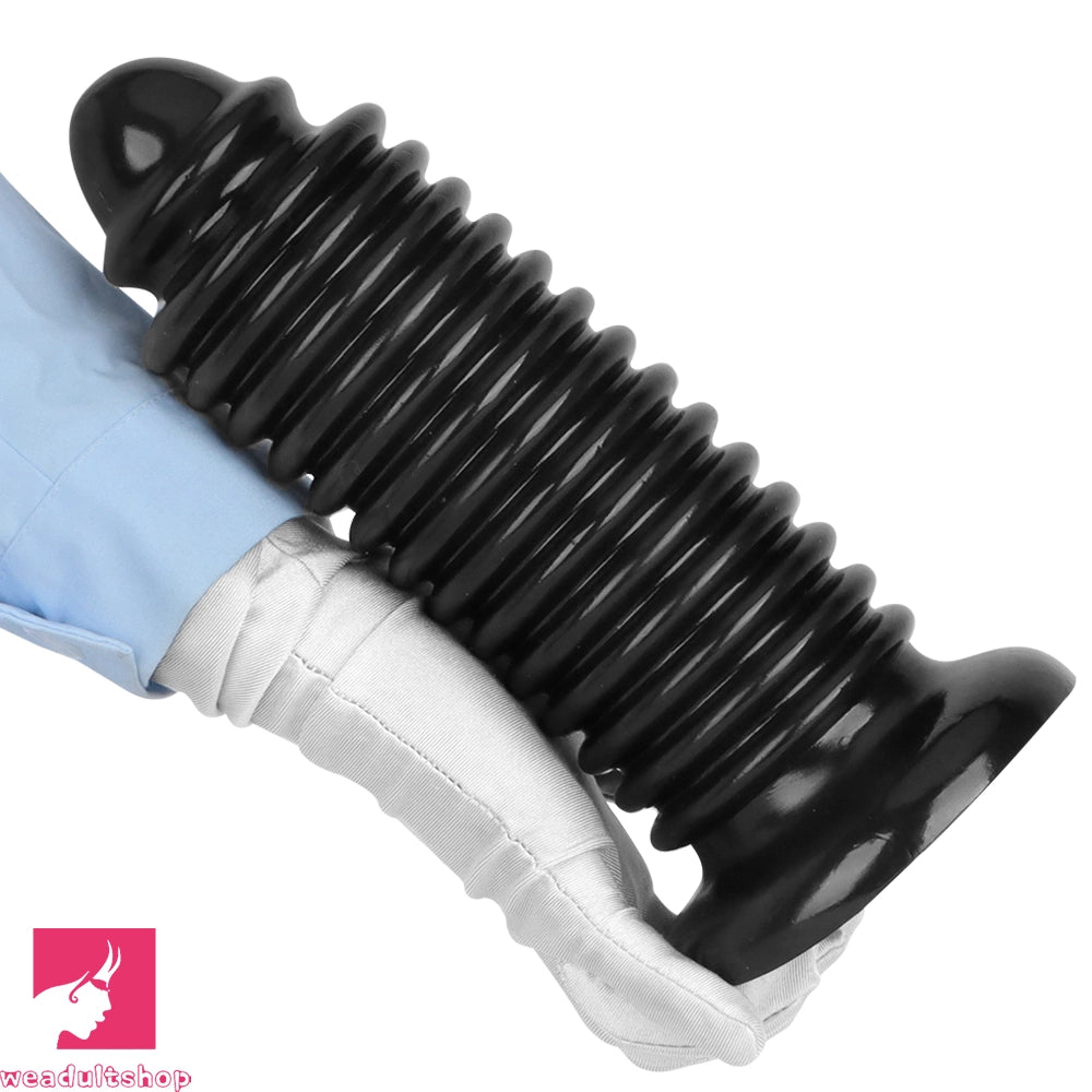 6.88in 9.84in Black Pointed Tip Threaded Big PVC Butt Plug Cock Dildo