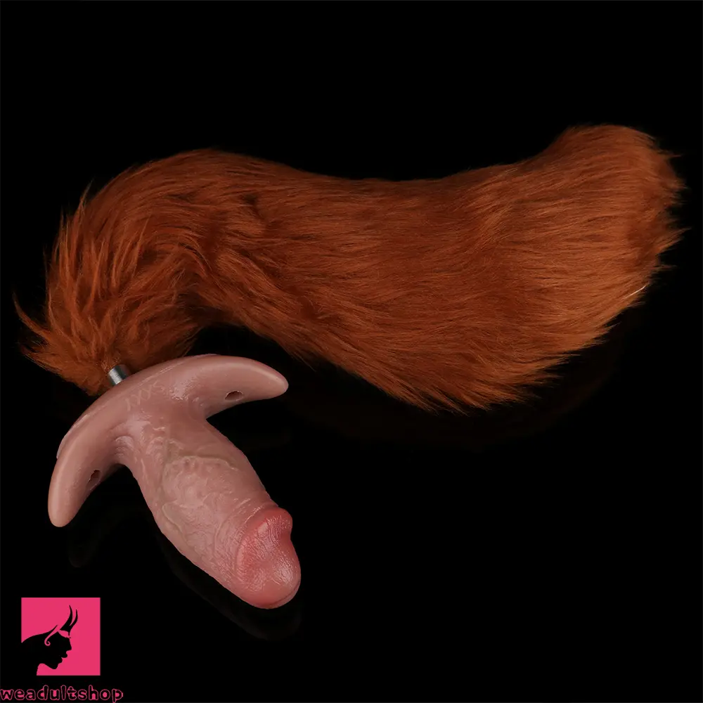 5.8in Hairy Penis 10 Frequency Vibration Role Sex Dildo Tail Butt Plug