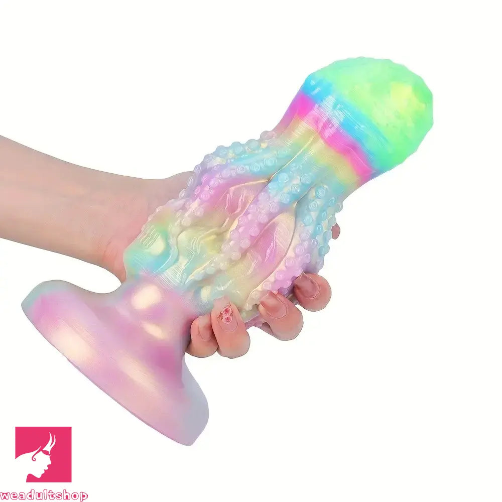 4.8in 5.7in 6.81in 7.87in 8.97in 10.39in Octopus Skull Silicone Luminous Dildo