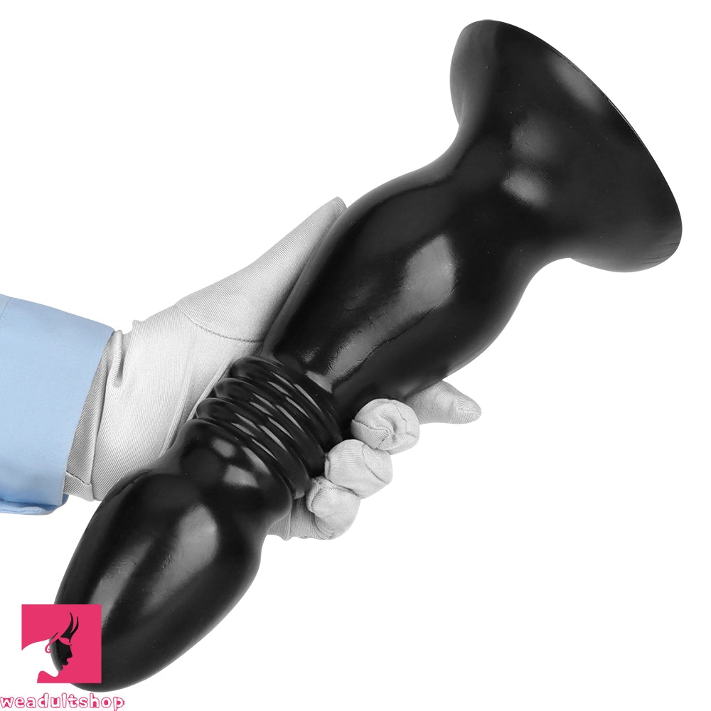 8.66in 12.2in Big Head Anal Dilation Black Big PVC Anal Plug Cock Dildo