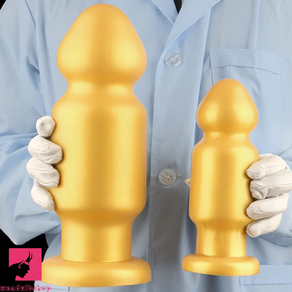 7.87in 11.22in Golden Silicone Soft Big Anal Plug Dildo For Clit Expansion