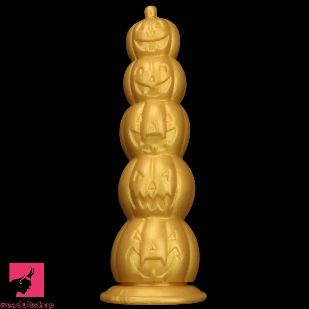 7.28in 8.66in 9.84in Golden Silicone Halloween Pumpkin Anal Odd Dildo