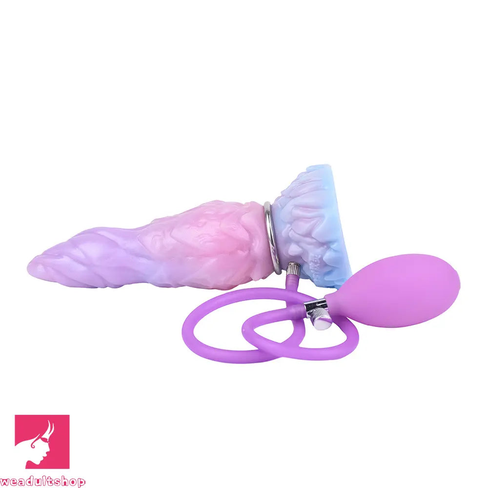8.14in Squeeze Inflatable Alien Penis Big Fantasy Silicone Dildo For Clit