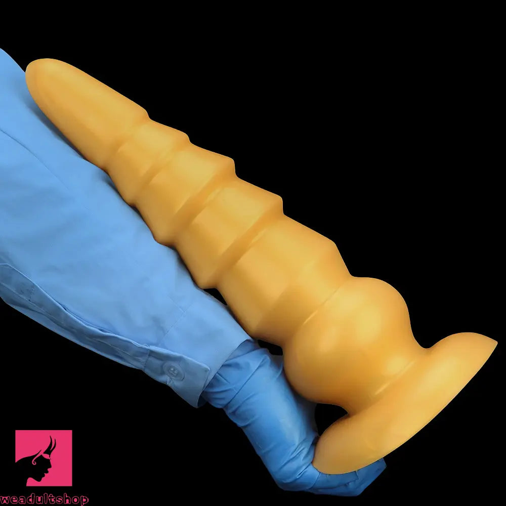 7.87in 11.41in 14.17in Golden Silicone Soft Anal Plug Dildo For Women Toy
