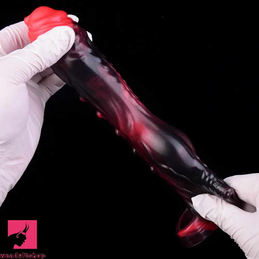 5.91in Silicone Vibrating Dog Tentacle Dildo Sleeve Knot Dildo With Cock Ring