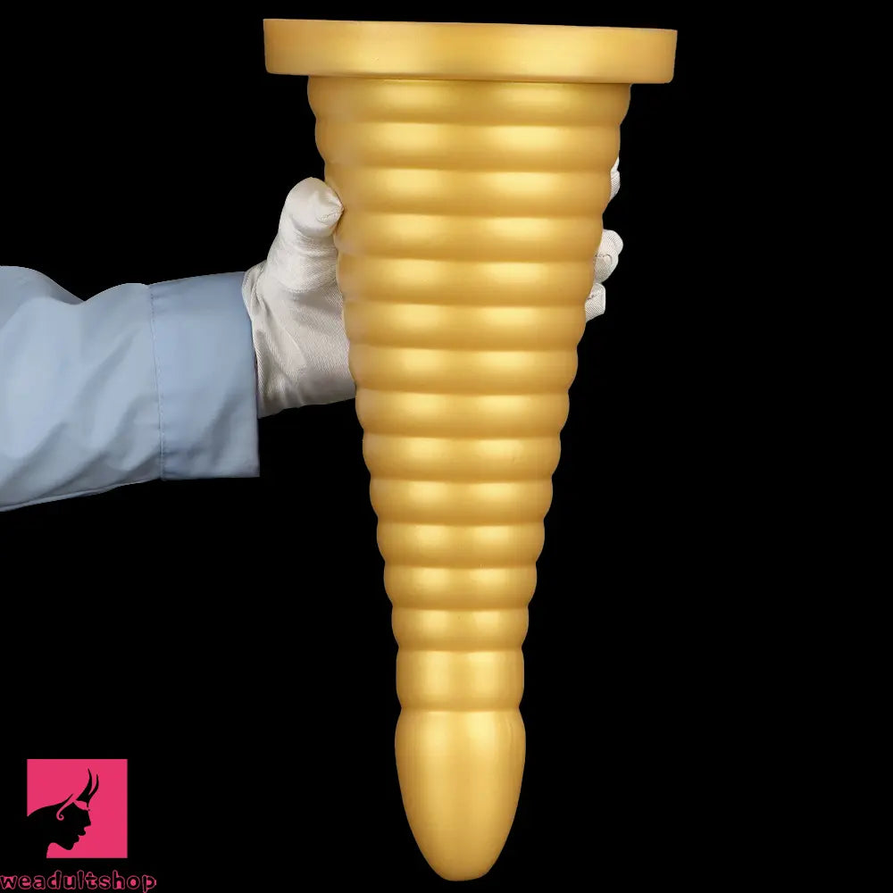 10.23in 14.56in Large Thread Gold Silicone Pagoda Thick Large Anal Dildo