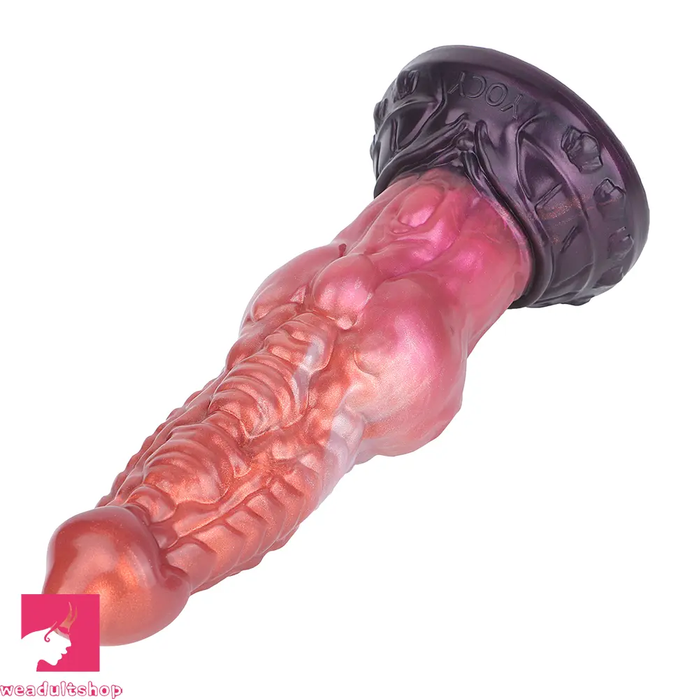 9.76in Knotted Monster Animal Double Layer Silicone Dildo Female Toy