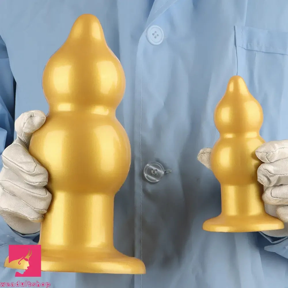 5.11in 9.05in Golden Silicone Big Thick Butt Plug Dildo Cock Clit Stimulator