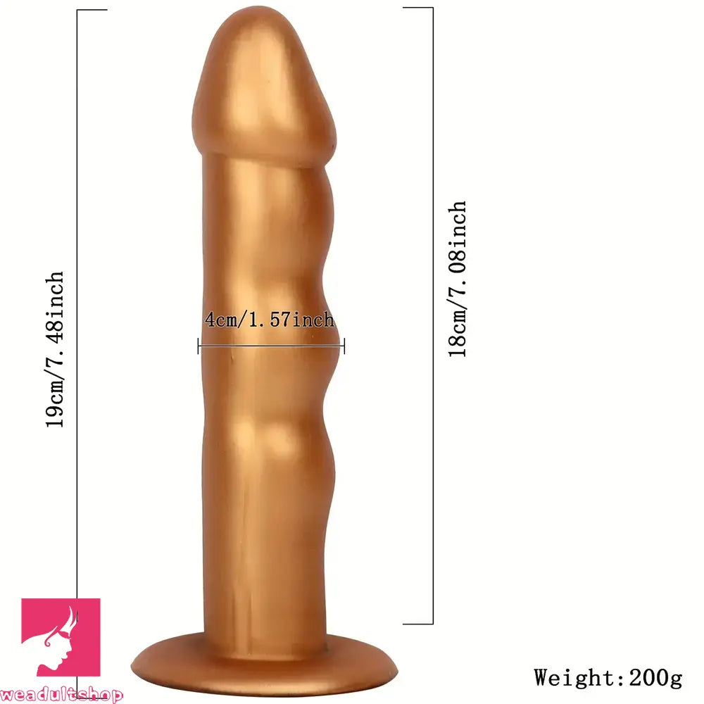 7.48in Silicone Gold Anal Plug Thick Dildo With Anchor Shape Base Cock