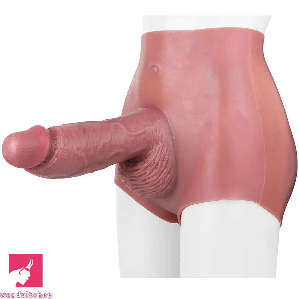 9.6in Hollow Leather Pants Strap on Dildo Liquid Silicone Dildo Cock