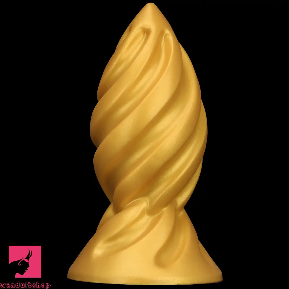 6.49in 7.67in 9.05in 9.84in Golden Silicone Spiral Thread Women Dildo