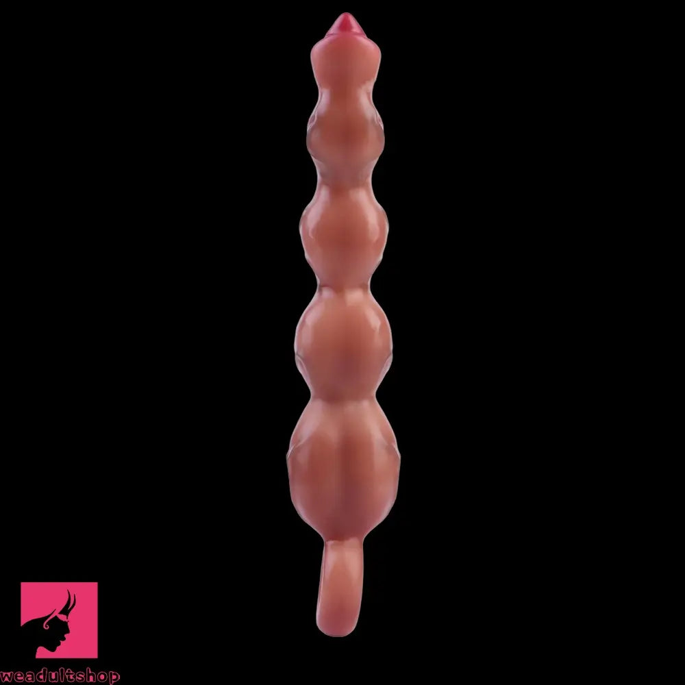 9.8in Big Vibrating Silicone Soft Pulling Beads Cock Dildo With 3 Motors