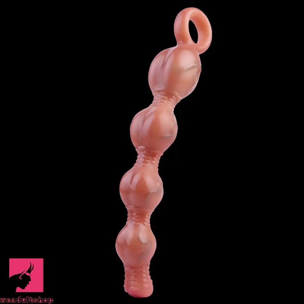 10.5in Big Vibrating Silicone Soft Pulling Beads G Spot Dildo With 3 Motors