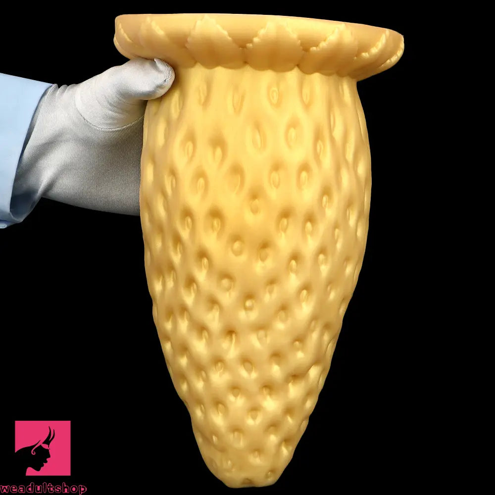 5.9in 8.07in 9.84in Gold Silicone Thick Strawberry Penis Anal Plug Dildo