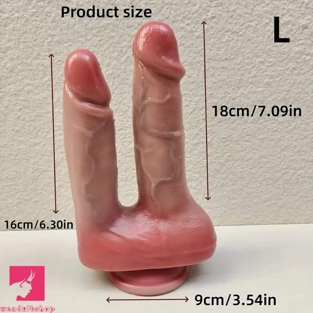 6.3in 7.09in Realistic Double Ended Dildo For Double Penetration Sex Game