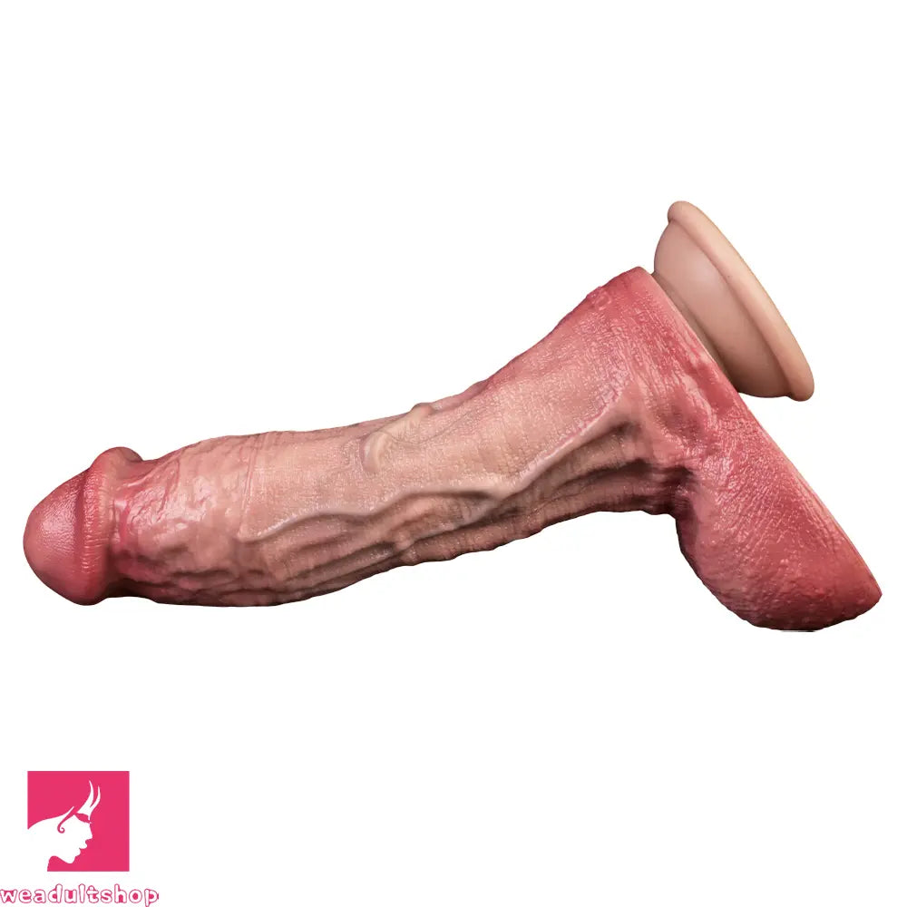 9.65in Double-layer Liquid Silicone Skin-like Soft Dildo For Couples Sex