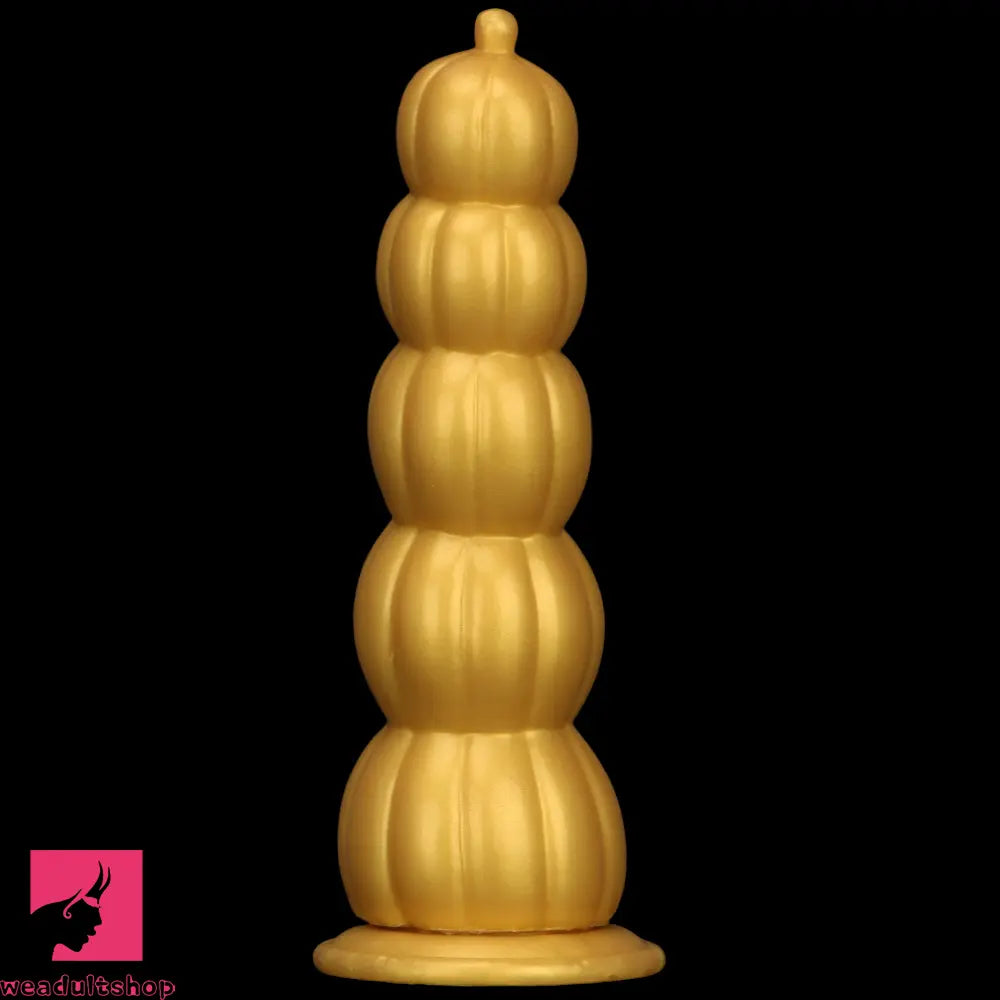 7.28in 8.66in 9.84in Golden Silicone Halloween Pumpkin Anal Odd Dildo