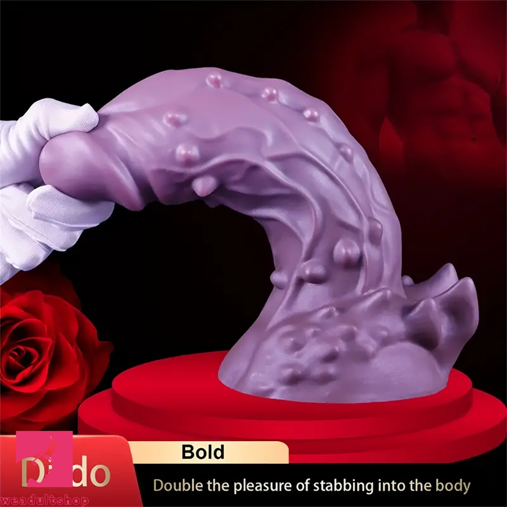 6.49in 7.67in 8.85in Purple Monster Big Flexible Barbed Alien Odd Dildo