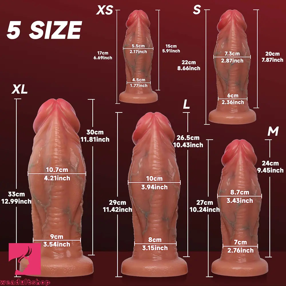 6.69in 8.66in 10.24in 11.42in 12.99in Thick Glans Real Veins Flirting Toy Dildo