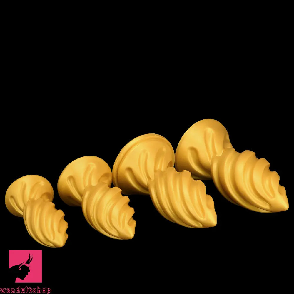 6.49in 7.67in 9.05in 9.84in Golden Silicone Spiral Thread Women Dildo