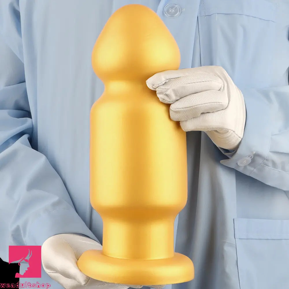 7.87in 11.22in Golden Silicone Soft Big Anal Plug Dildo For Clit Expansion