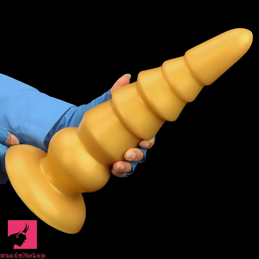 7.87in 11.41in 14.17in Golden Silicone Soft Anal Plug Dildo For Women Toy