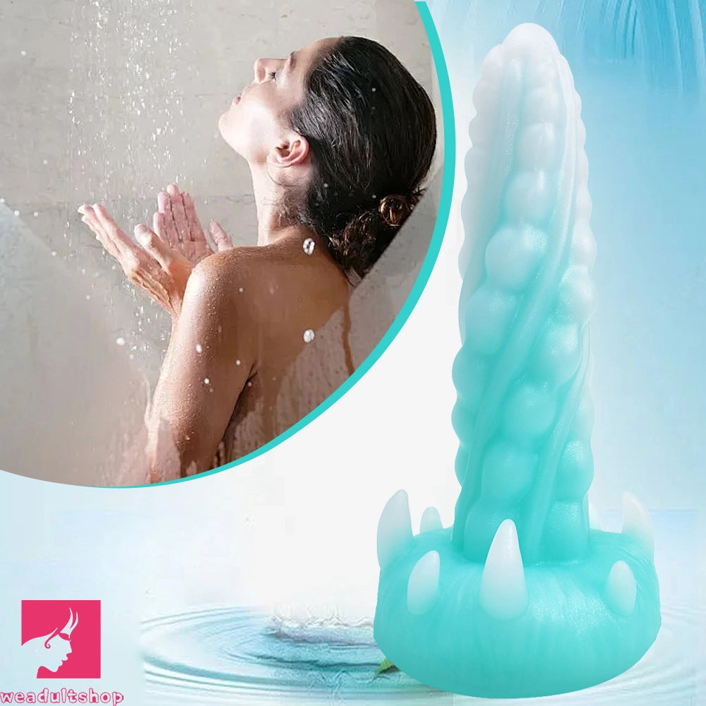 7.48in Luminous Fantasy Silicone Soft Penis Dildo With Spiked Penis Texture