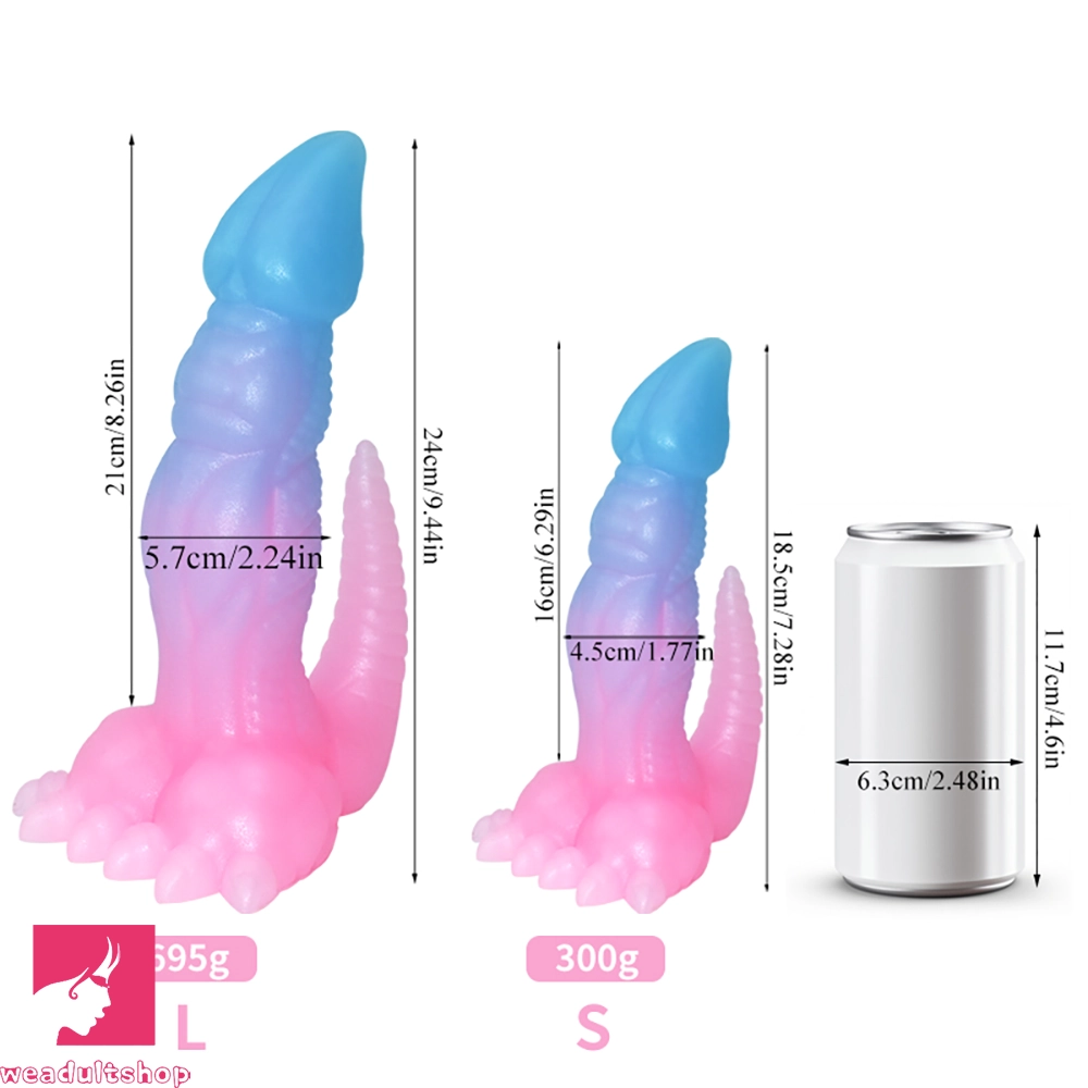 7.28in 9.44in Dinosaur Luminous Monster Soft Silicone Prostate Dildo