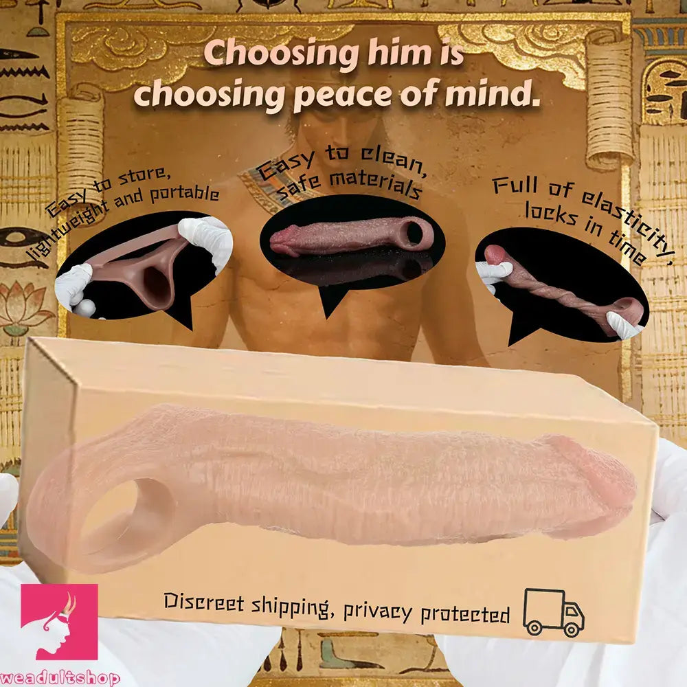 5.78in Realistic Feeling Silicone Soft Penis Sleeve Dildo For Enlargement Cock