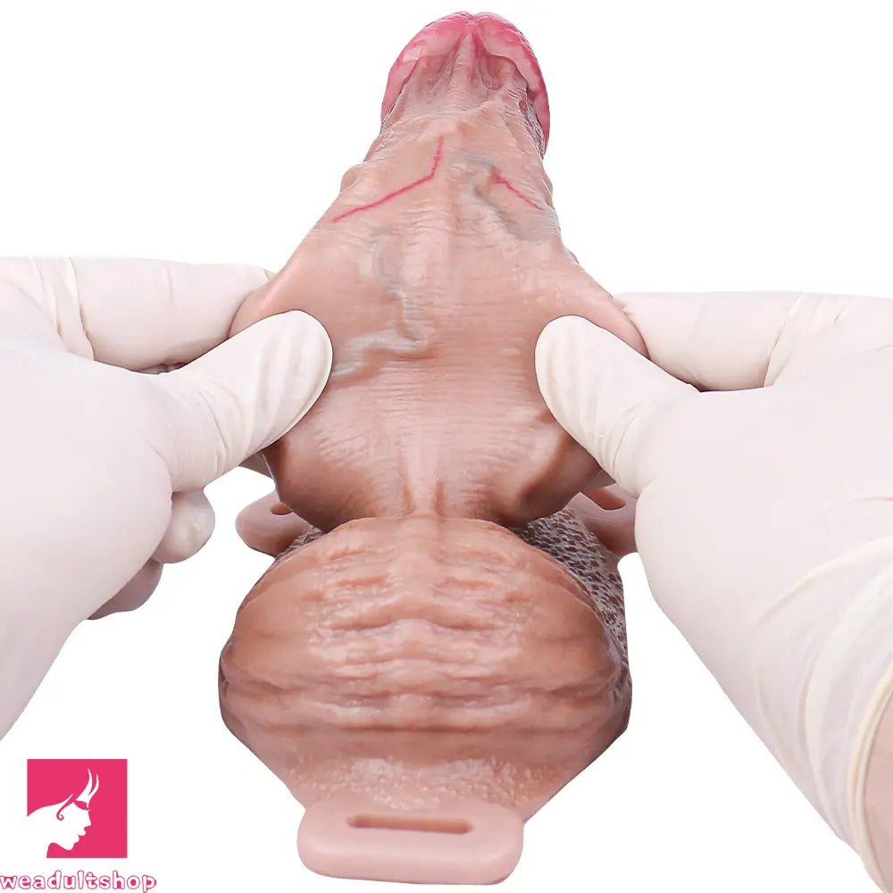 8.07in Realistic Strap on Extender Cock Sleeve Dildo Stretchable Cock Ring