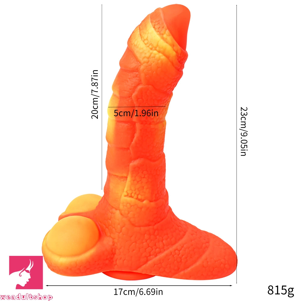 7.08in 9.05in Uncut Big Monster Animal Soft Silicone Luminous Clit Dildo