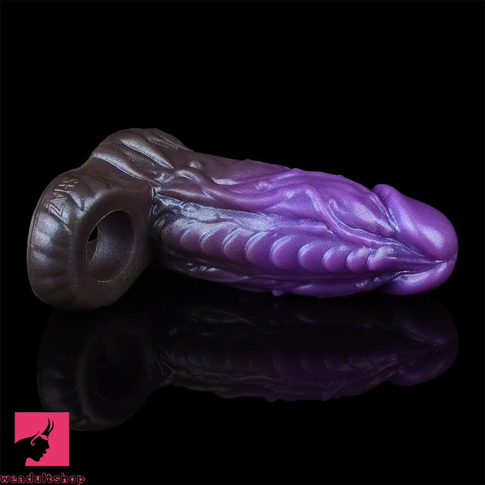 6.18in Dragon Fantasy Hollow Spiked Soft Dildo Sleeve For Cock Enlargement