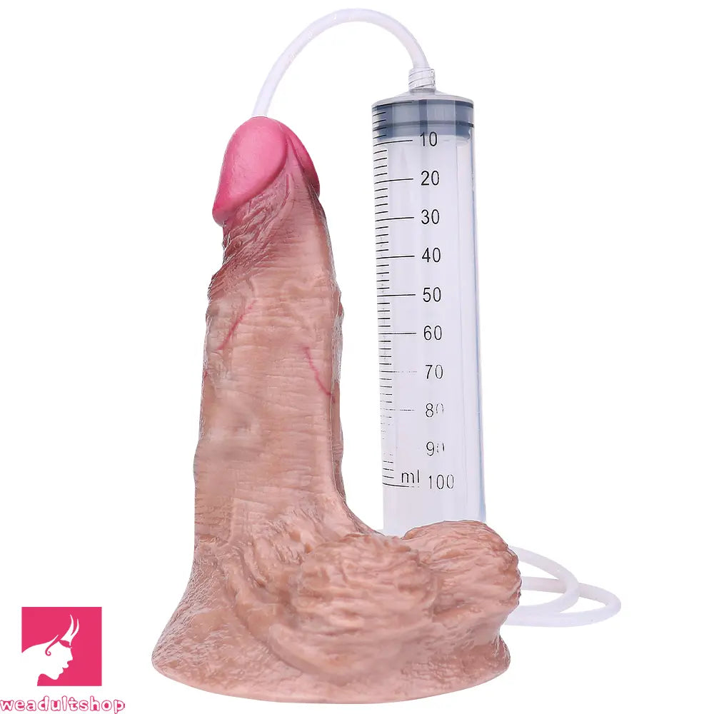 6.37in Double Density Silicone Soft Ejaculating Female Skin Feel Dildo