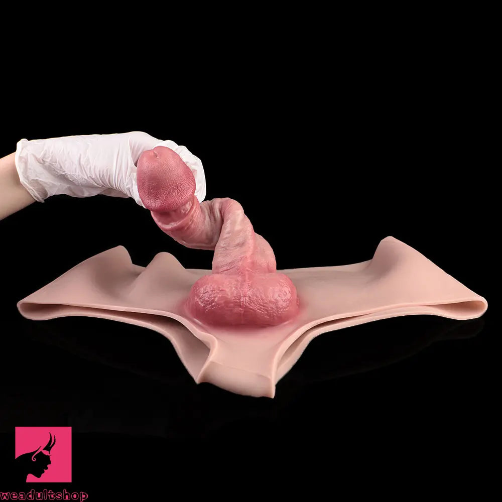 7.44in Hollow Penis Dildo Sleeve Silicone Soft Pants Sex Toy For Women