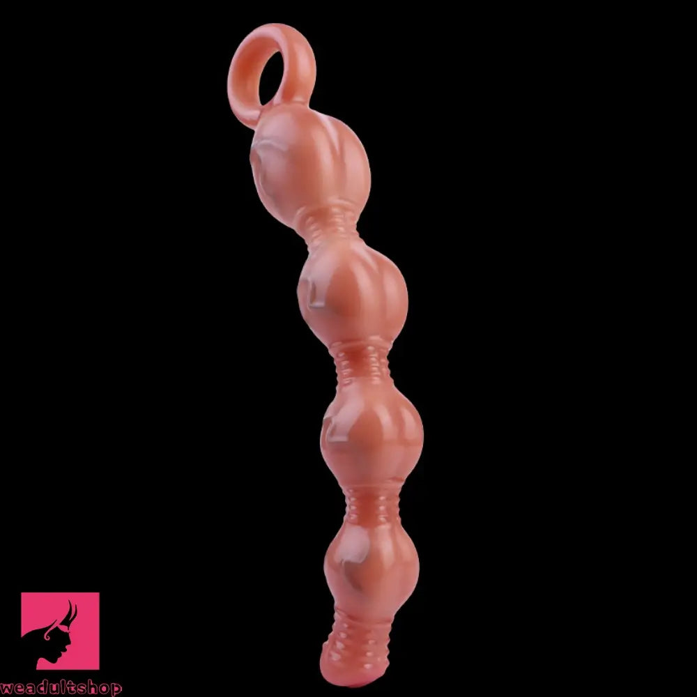 10.5in Big Vibrating Silicone Soft Pulling Beads G Spot Dildo With 3 Motors