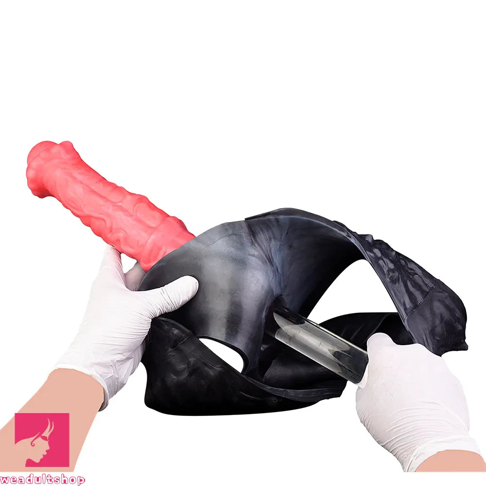 11.02in Horse Cock Hollow Soft Dildo Leather Panty Animal Penis Sheath