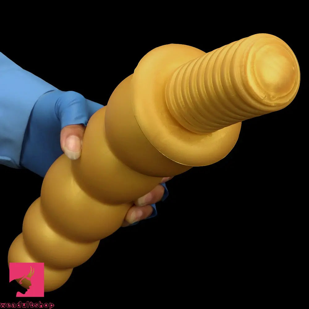 10.62in 14.56in Gold Silicone Anal Plug Dildo With Handle For Love Sex