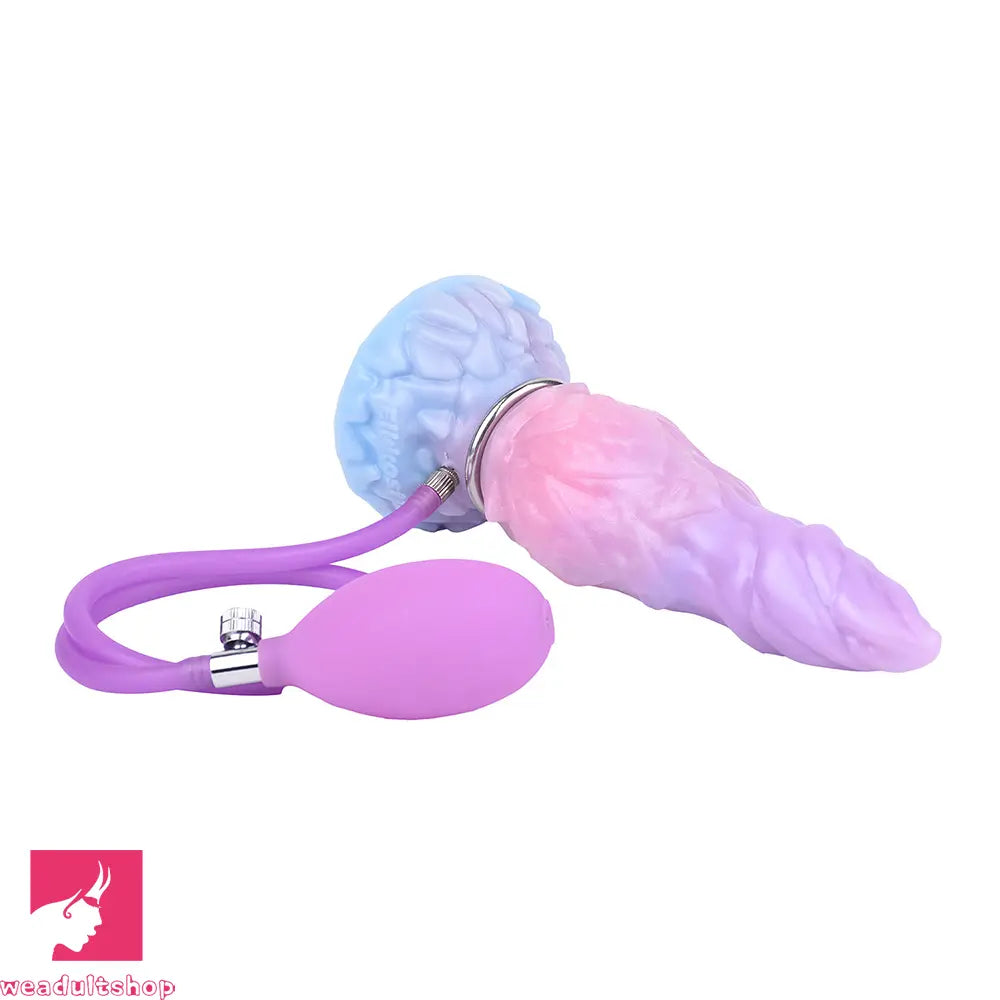 8.14in Squeeze Inflatable Alien Penis Big Fantasy Silicone Dildo For Clit