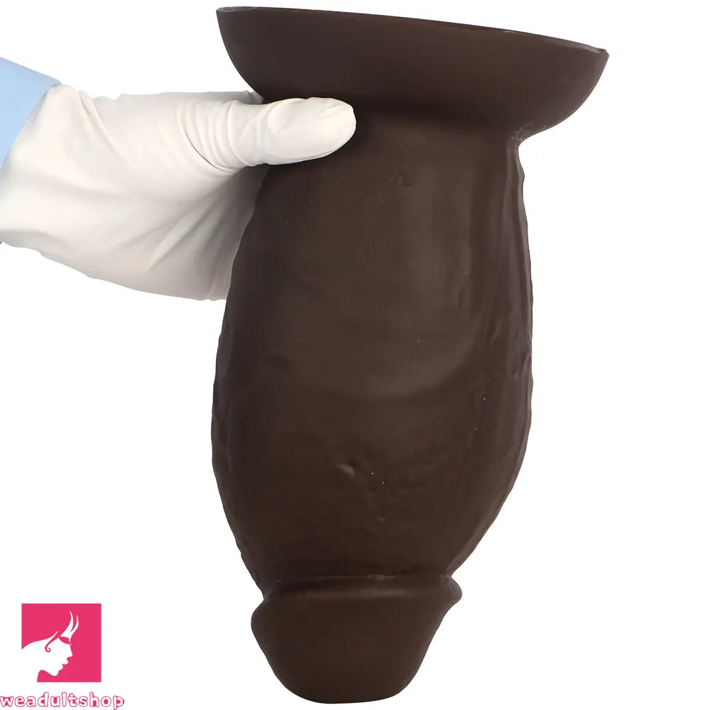5.9in 8.66in 10.03in Coffee Eggless Large Anal Plug Penis Silicone Anal Dildo