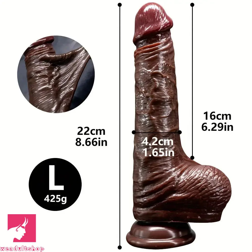 7.48in 8.66in Realistic Lifelike Liquid Silicone Sliding Skin Dildo For Orgasm