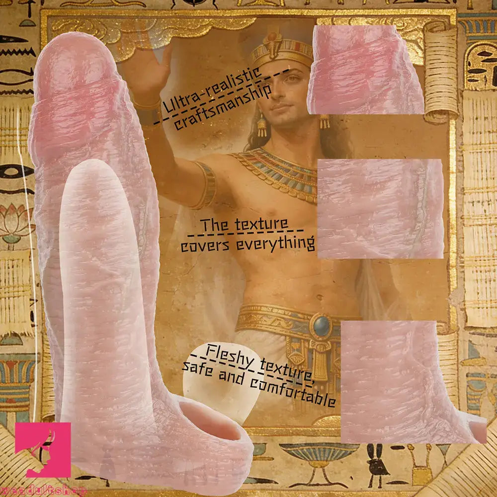 5.82in Uncut Real Silicone Soft Cock Sleeve Dildo Realistic Pleasure Toy